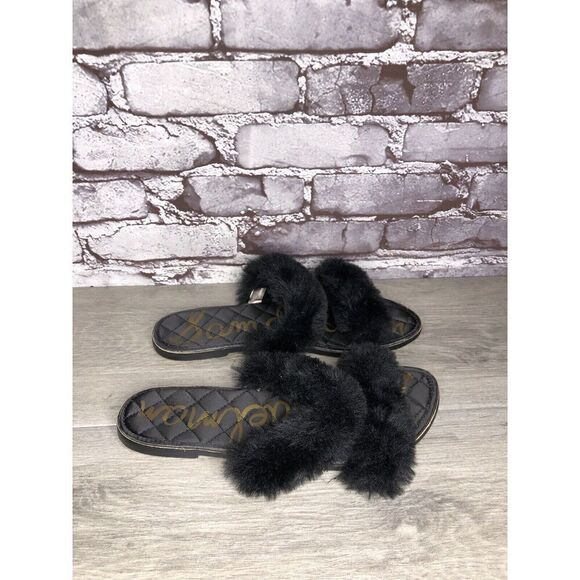 Sam Edelman Griselda Black Faux Fur Strap Slides Sandals Women’s Sz 9M US/39EU - Picture 15 of 15